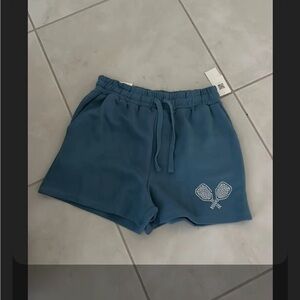 NWT small blue sweat shorts cute drawstring 1650